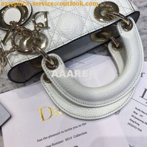 Replica Dior Mini Lady Dior in Grained Calfskin White 2