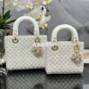 Replica Dior Mini Lady Dior Latte Calfskin Embroidered with Full Resin