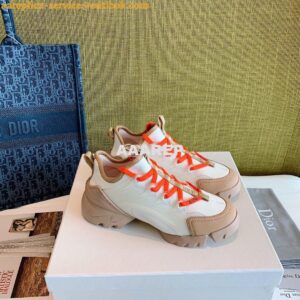 Replica Dior D-Connect Sneaker Technical Fabric Multicolor Neon Orange