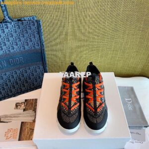 Replica Dior D-Connect Sneaker Technical Fabric Ochre Feu D'Artifice P