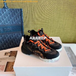 Replica Dior D-Connect Sneaker Technical Fabric Ochre Feu D'Artifice P 2