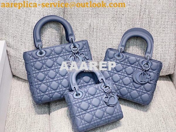 Replica Dior Mini Lady Dior Ultra-Matte Denim Blue Tote Bag 3