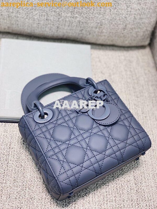 Replica Dior Mini Lady Dior Ultra-Matte Denim Blue Tote Bag 7