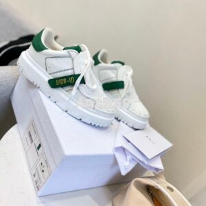 Replica DiorID Sneaker White Rubber and Calfskin KCK278 with Green 2