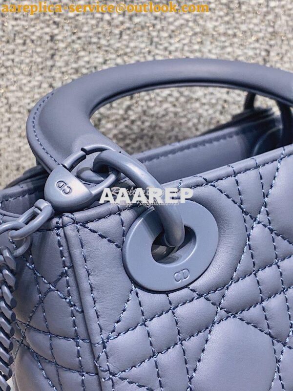 Replica Dior Mini Lady Dior Ultra-Matte Denim Blue Tote Bag 10