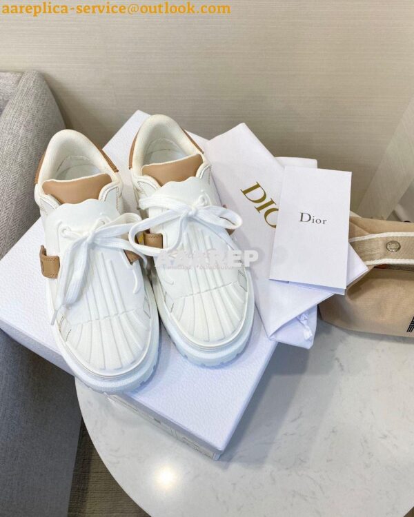 Replica DiorID Sneaker White Rubber and Calfskin KCK278 with Nude 3