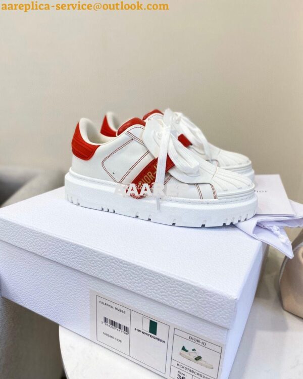 Replica DiorID Sneaker White Rubber and Calfskin KCK278 with Red 3