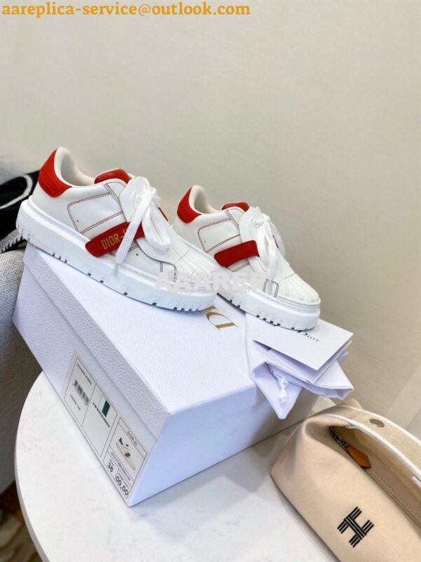 Replica DiorID Sneaker White Rubber and Calfskin KCK278 with Red 2