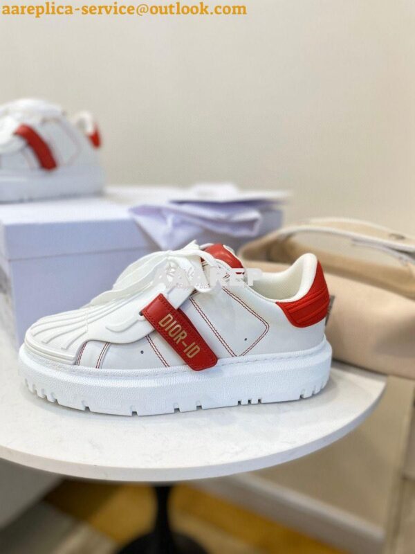 Replica DiorID Sneaker White Rubber and Calfskin KCK278 with Red 3