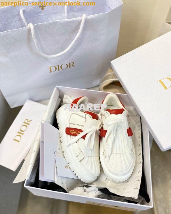 Replica DiorID Sneaker White Rubber and Calfskin KCK278 with Red 6