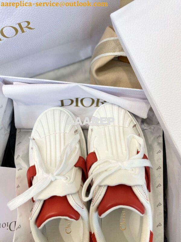 Replica DiorID Sneaker White Rubber and Calfskin KCK278 with Red 5