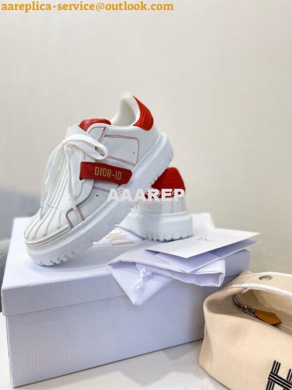 Replica DiorID Sneaker White Rubber and Calfskin KCK278 with Red 6