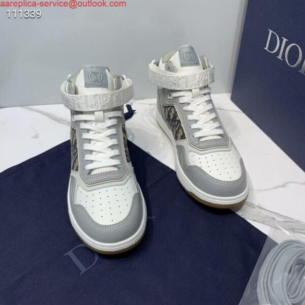 Replica Dior 3SH132 B27 High Top Sneaker Beige Calfskin With Oblique Jacquard 3