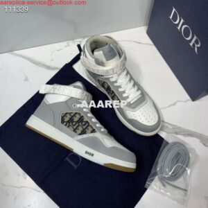 Replica Dior 3SH132 B27 High Top Sneaker Beige Calfskin With Oblique Jacquard 2