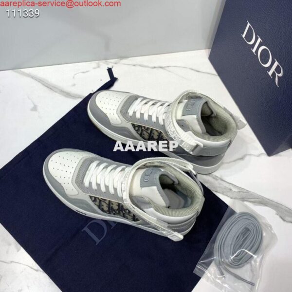 Replica Dior 3SH132 B27 High Top Sneaker Beige Calfskin With Oblique Jacquard 7