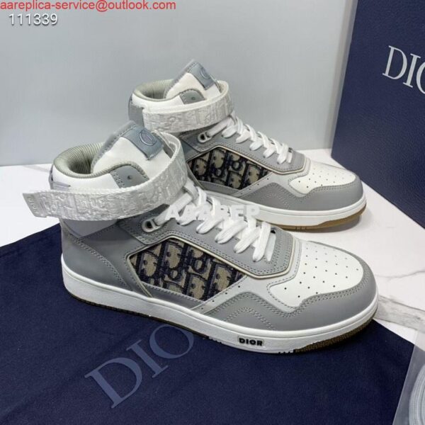 Replica Dior 3SH132 B27 High Top Sneaker Beige Calfskin With Oblique Jacquard 8