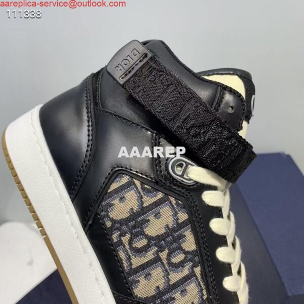 Replica Dior 3SH132 B27 High Top Sneaker Black Calfskin With Oblique Jacquard 4