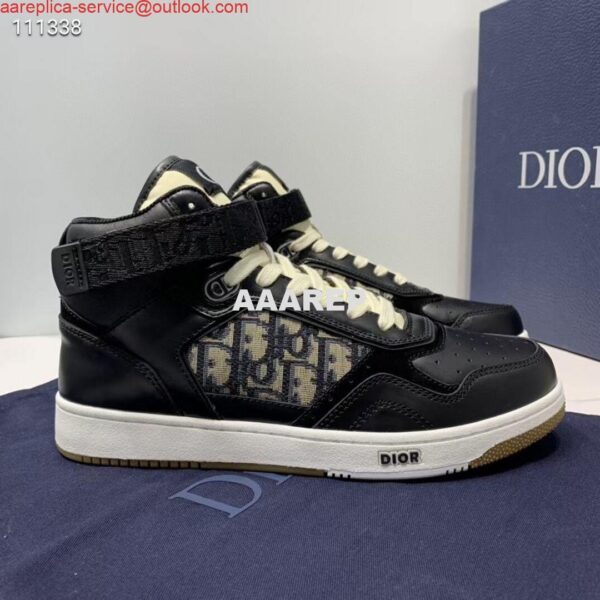 Replica Dior 3SH132 B27 High Top Sneaker Black Calfskin With Oblique Jacquard 5