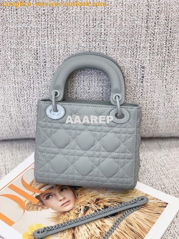 Replica Dior Mini Lady Dior Ultra-Matte Stone Grey Tote Bag 13