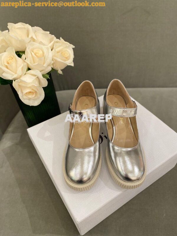 Replica Dior D-Doll Pump Metallic Silver Shiny Calfskin KCP909