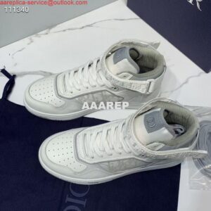 Replica Dior 3SH132 B27 High Top Sneaker White Calfskin With Oblique Jacquard