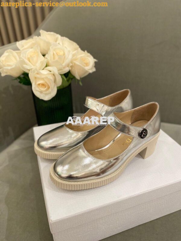 Replica Dior D-Doll Pump Metallic Silver Shiny Calfskin KCP909 3