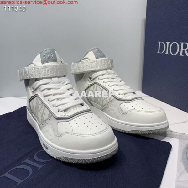 Replica Dior 3SH132 B27 High Top Sneaker White Calfskin With Oblique Jacquard 4