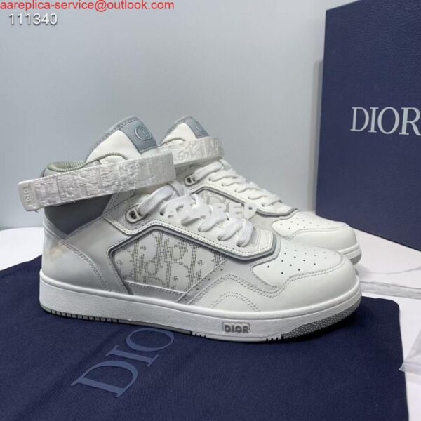 Replica Dior 3SH132 B27 High Top Sneaker White Calfskin With Oblique Jacquard 5