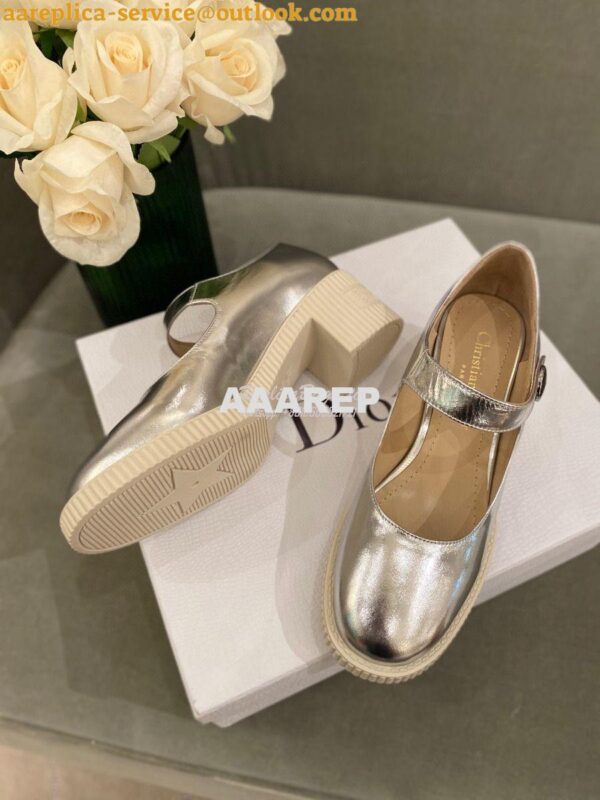 Replica Dior D-Doll Pump Metallic Silver Shiny Calfskin KCP909 4