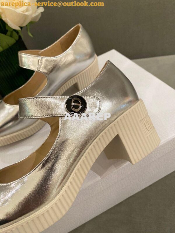 Replica Dior D-Doll Pump Metallic Silver Shiny Calfskin KCP909 8