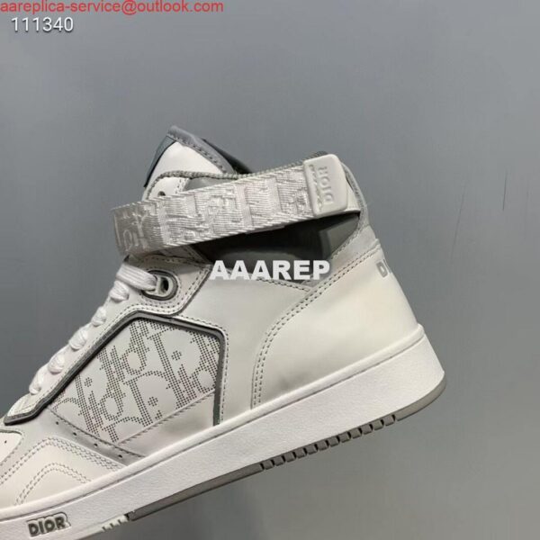 Replica Dior 3SH132 B27 High Top Sneaker White Calfskin With Oblique Jacquard 8