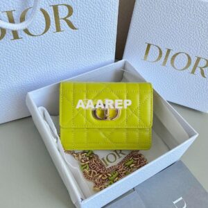 Replica Dior Miss Caro Micro Bag Lime Yellow Macrocannage Lambskin S51