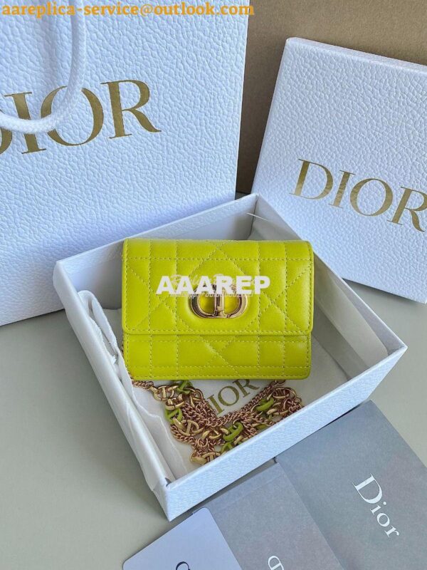 Replica Dior Miss Caro Micro Bag Lime Yellow Macrocannage Lambskin S51 3