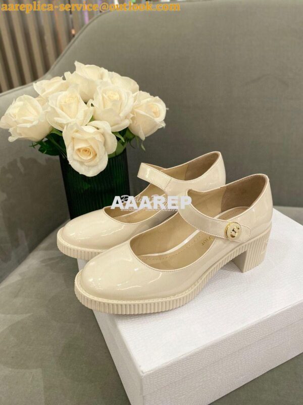 Replica Dior D-Doll Pump White Shiny Calfskin KCP909 3