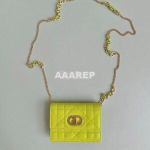 Replica Dior Miss Caro Micro Bag Lime Yellow Macrocannage Lambskin S51 2