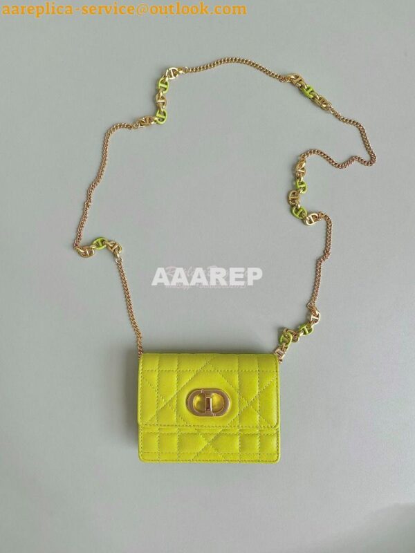 Replica Dior Miss Caro Micro Bag Lime Yellow Macrocannage Lambskin S51 4