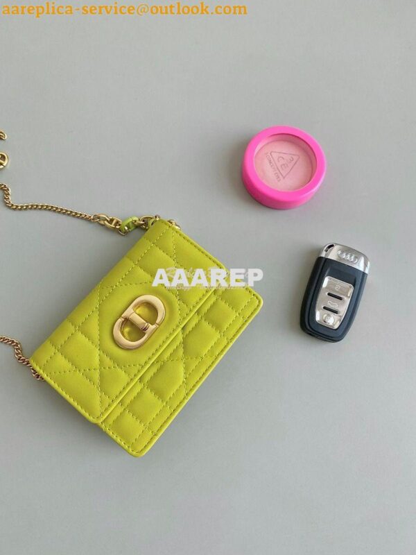 Replica Dior Miss Caro Micro Bag Lime Yellow Macrocannage Lambskin S51 5