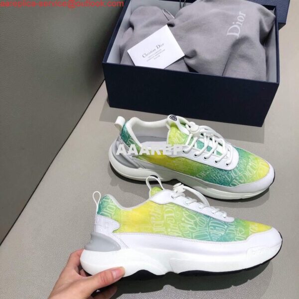 Replica Dior 3SN248 Men's Women‘s B24 SNEAKER Dior Oblique Canvas Green and Yellow 6