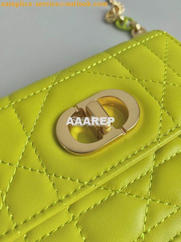 Replica Dior Miss Caro Micro Bag Lime Yellow Macrocannage Lambskin S51 6