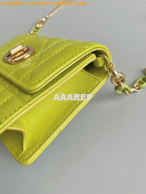 Replica Dior Miss Caro Micro Bag Lime Yellow Macrocannage Lambskin S51 7