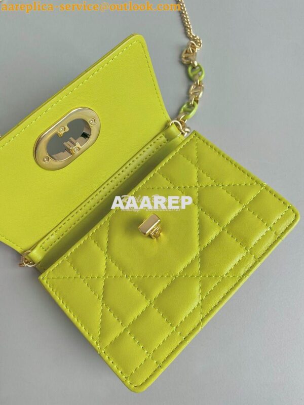 Replica Dior Miss Caro Micro Bag Lime Yellow Macrocannage Lambskin S51 8