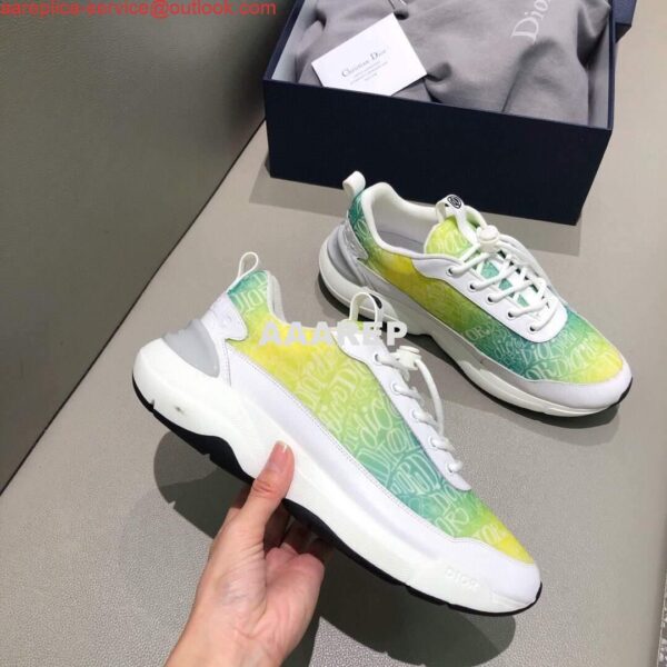 Replica Dior 3SN248 Men's Women‘s B24 SNEAKER Dior Oblique Canvas Green and Yellow 10