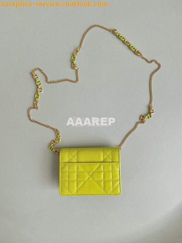 Replica Dior Miss Caro Micro Bag Lime Yellow Macrocannage Lambskin S51 10