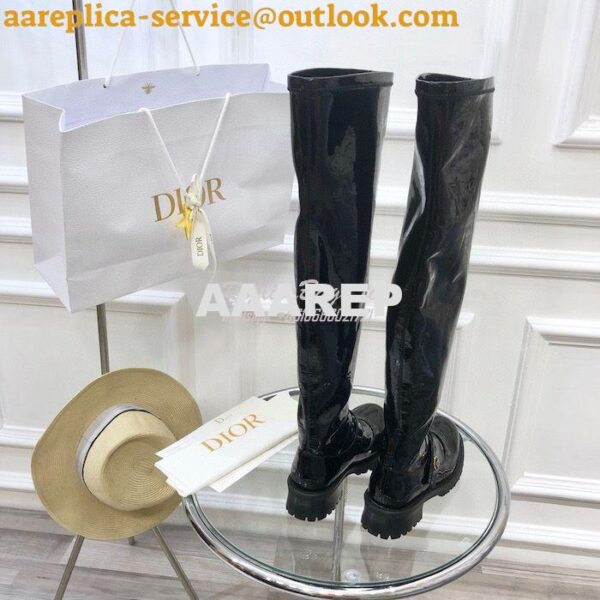 Replica Dior D-Doll Thigh Boot Black Crinkled and Stretch Patent Calfs 7