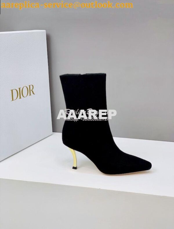 Replica Dior D-Fame Heeled Ankle Boot KDI806 Black Suede Calfskin 3