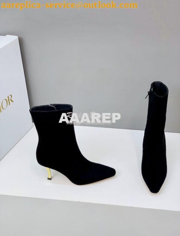 Replica Dior D-Fame Heeled Ankle Boot KDI806 Black Suede Calfskin 5