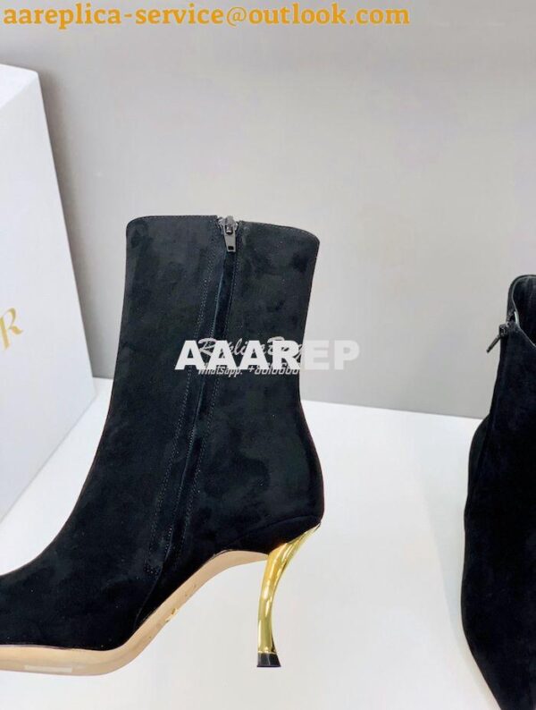 Replica Dior D-Fame Heeled Ankle Boot KDI806 Black Suede Calfskin 8