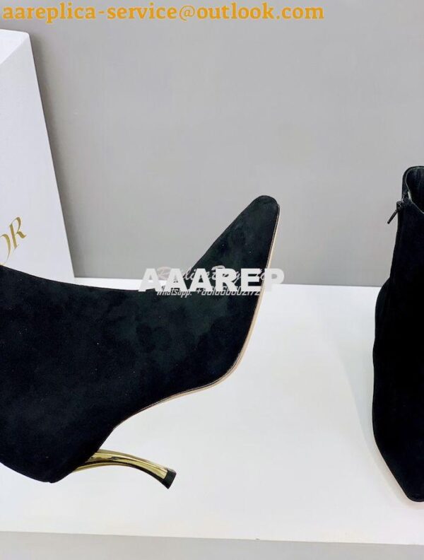 Replica Dior D-Fame Heeled Ankle Boot KDI806 Black Suede Calfskin 9