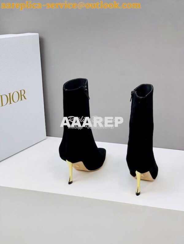 Replica Dior D-Fame Heeled Ankle Boot KDI806 Black Suede Calfskin 10