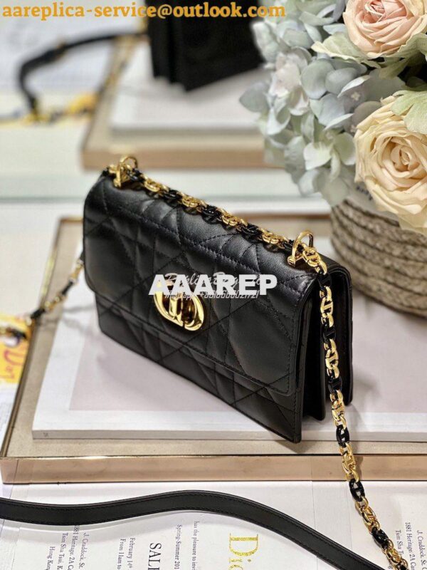 Replica Dior Miss Caro Mini Bag Macrocannage Lambskin S5169U Black 5